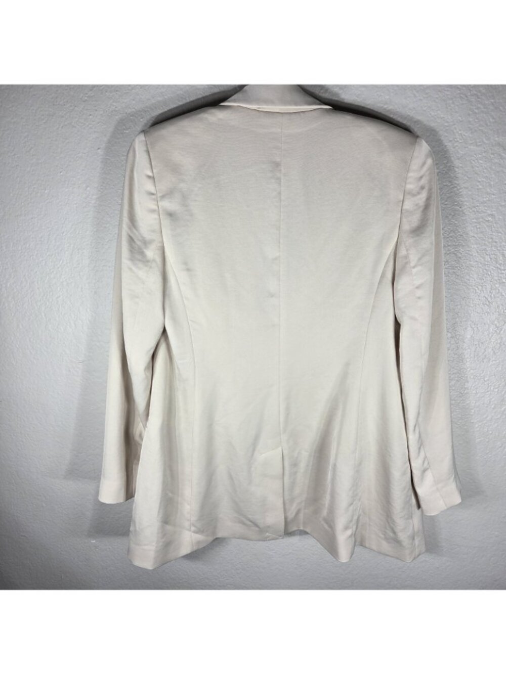 Express Womens Cream Long Blazer Open Front Size S Jacket Long Sleeve - Picture 2 of 16
